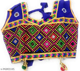 Multicolor cotton party wear Lehenga Choli set for kids, featuring embroidered and applique designs on soft cotton fabrics. Suitable for 6-7 year olds. Handcrafted in India